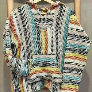 ✨EARTH RAGZ size Small BAJA JOE MEXICAN HOODIE in PASTEL BUBBLEGUM